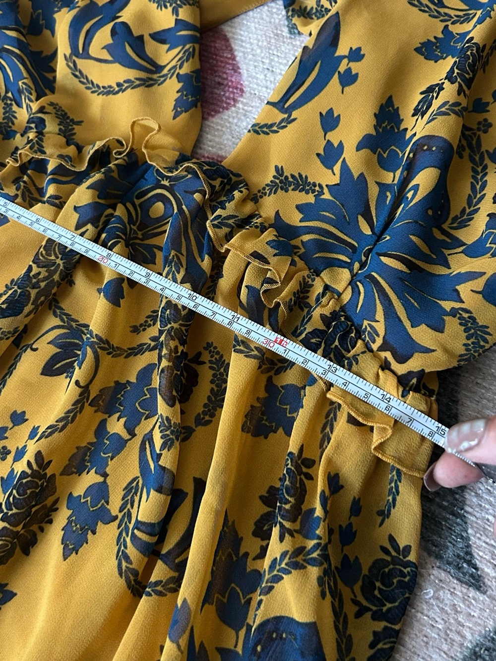 Mustard Yellow Floral Maxi Dress with Cross-Front Detail - Picture 8 of 11